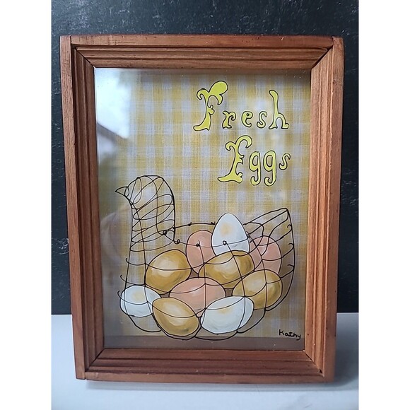 Vintage Framed Glass Fresh Eggs Wall Art - Picture 4 of 10